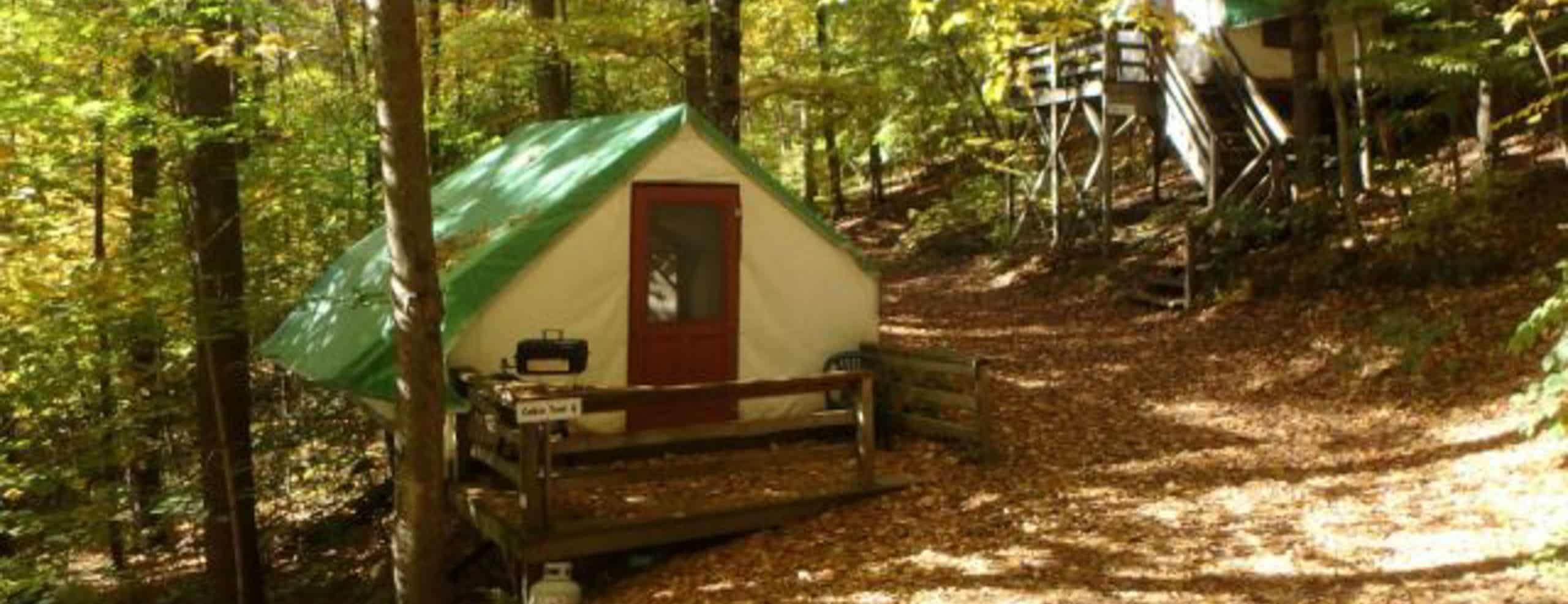 Cabin tent in the woods