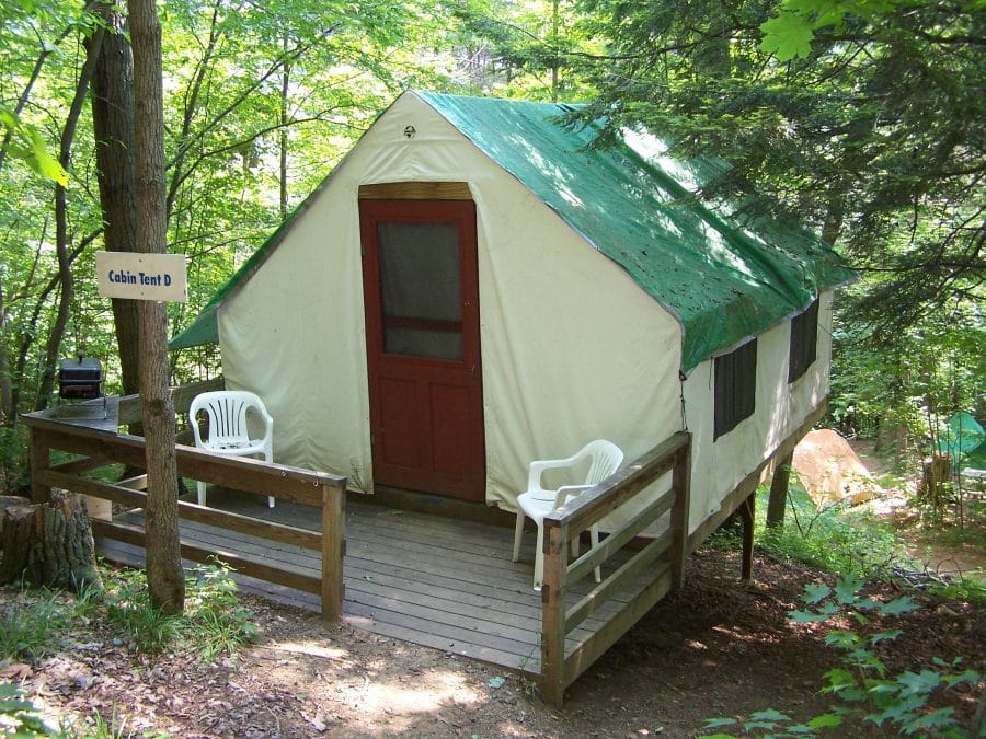 Cabin tent in the woods