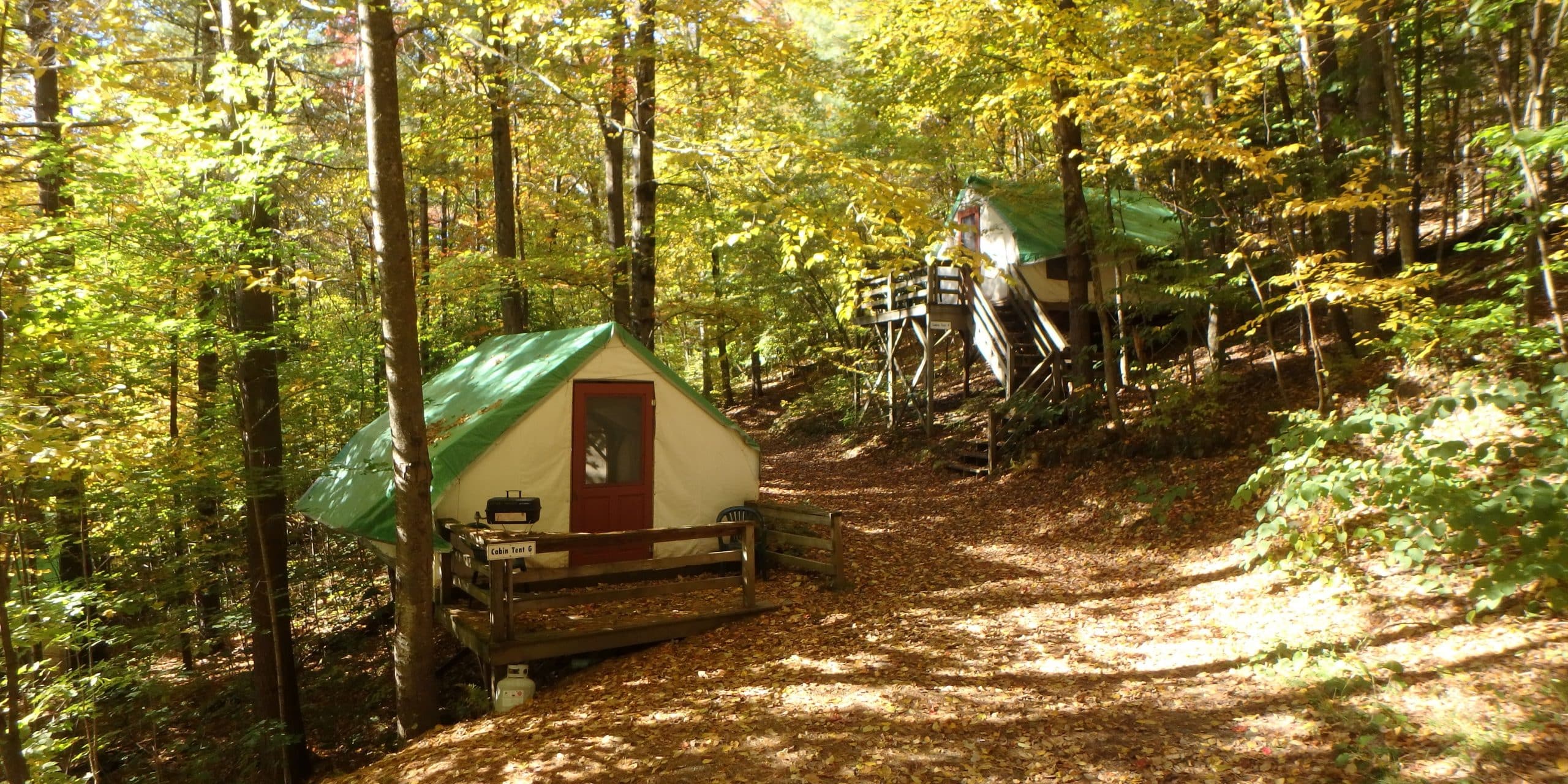 Two of the cabin tents at Zoar Outdoor